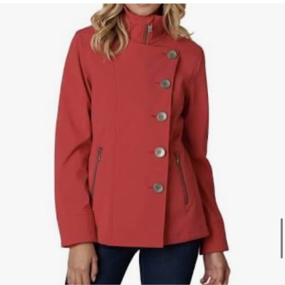 PrAna Martina Rain Jacket Fleece Lined Water Resistant Coat Pea Coat Styling Red - Picture 1 of 13